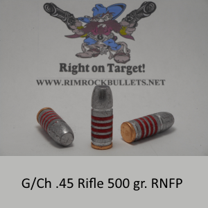 g/ch .45 rifle 500 gr. RNFP per 50 in a plastic ammo box